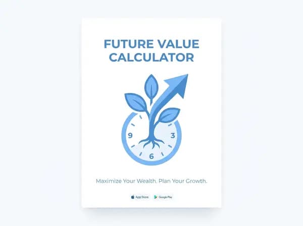 Future value calculator cover with a growing plant and upward arrow