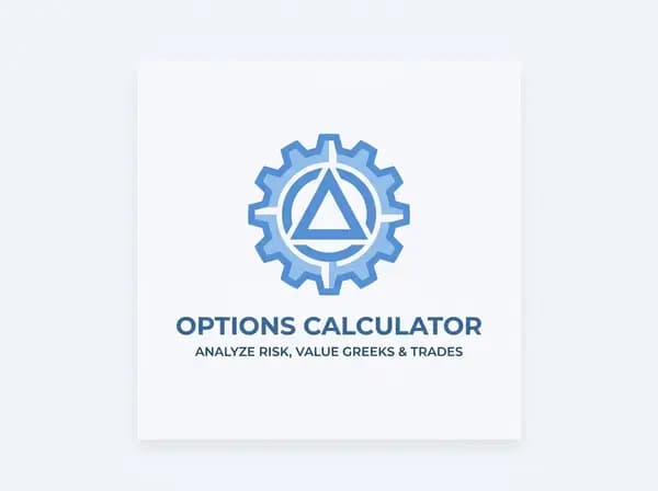 Options calculator cover for analyzing value, Greeks, risk, and trades