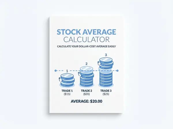 Stock average calculator cover with three purchases at different prices